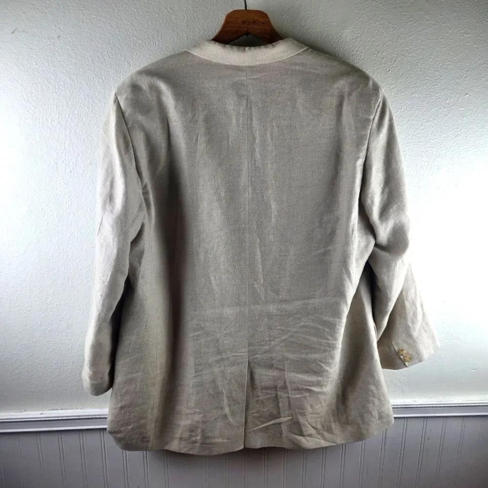 Men's Eddie Bauer 100% Belgian Linen Two Button Beige Blazer Sportscoat Size 50T